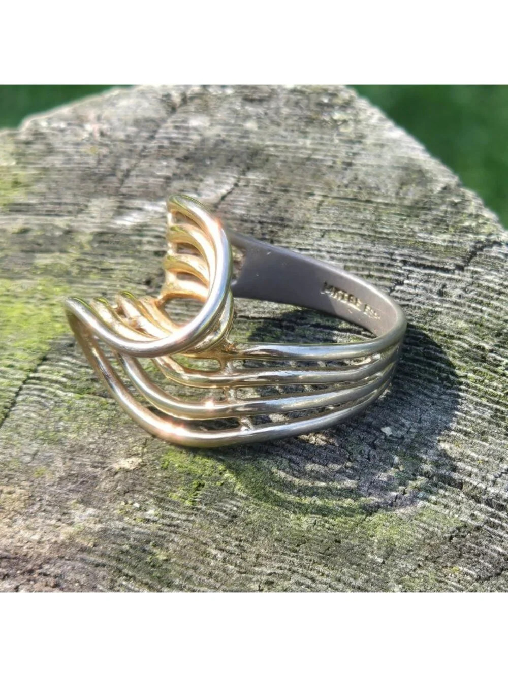 Vintage Modernist ring Joseph Esposito 14KGE waved large statement Jewelry sz 7
